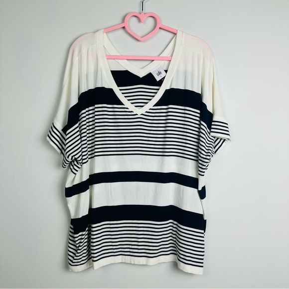 CAbi Blue and White Boxy Sailor Tee Size Large - Picture 2 of 7